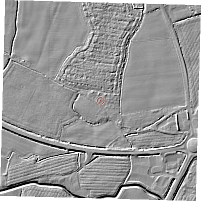 Shaded relief map of the ground around PE202JZ, computed from Environment Agency LiDAR. The ground here sits at about 3 m above sea level and falls 6 m across the surrounding 800 m. Surface water reaching this point runs off ground lying to the north-north-west, 0.7 m higher.