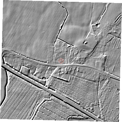 Shaded relief map of the ground around PE202NN, computed from Environment Agency LiDAR. The ground here sits at about 3 m above sea level and falls 6 m across the surrounding 800 m. Surface water reaching this point runs off ground lying to the east, 1.9 m higher.