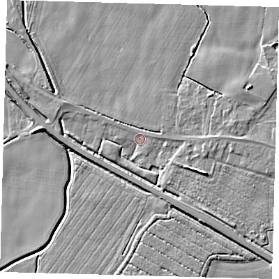 Shaded relief map of the ground around PE202NR, computed from Environment Agency LiDAR. The ground here sits at about 3 m above sea level and falls 6 m across the surrounding 800 m. Surface water reaching this point runs off ground lying to the east-south-east, 4.6 m higher.