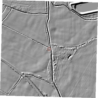 Shaded relief map of the ground around PE202NU, computed from Environment Agency LiDAR. The ground here sits at about 3 m above sea level and falls 5 m across the surrounding 800 m. Surface water reaching this point runs off ground lying to the south-south-east, 4.6 m higher.