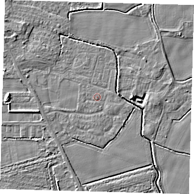 Shaded relief map of the ground around PE202NY, computed from Environment Agency LiDAR. The ground here sits at about 3 m above sea level and falls 7 m across the surrounding 800 m. Surface water reaching this point runs off ground lying to the south-east, 0.9 m higher.