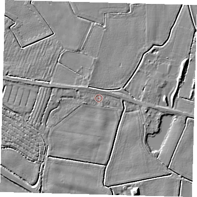 Shaded relief map of the ground around PE202PA, computed from Environment Agency LiDAR. The ground here sits at about 3 m above sea level and falls 5 m across the surrounding 800 m. Surface water reaching this point runs off ground lying to the north-north-east, 0.7 m higher.