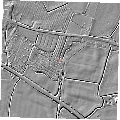 Shaded relief map of the ground around PE202PB, computed from Environment Agency LiDAR. The ground here sits at about 3 m above sea level and falls 5 m across the surrounding 800 m. Surface water reaching this point runs off ground lying to the north-west, 1.8 m higher.