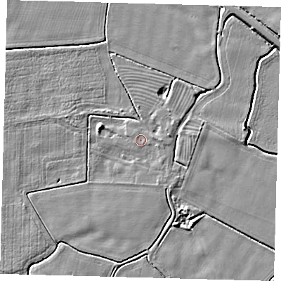 Shaded relief map of the ground around PE202PD, computed from Environment Agency LiDAR. The ground here sits at about 3 m above sea level and falls 4 m across the surrounding 800 m. Surface water reaching this point runs off ground lying to the east, 0.7 m higher.