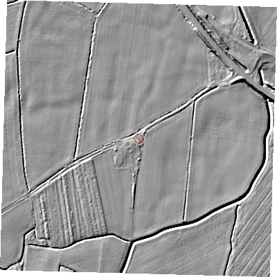 Shaded relief map of the ground around PE202PY, computed from Environment Agency LiDAR. The ground here sits at about 3 m above sea level and falls 6 m across the surrounding 800 m. Surface water reaching this point runs off ground lying to the north-east, 0.7 m higher.