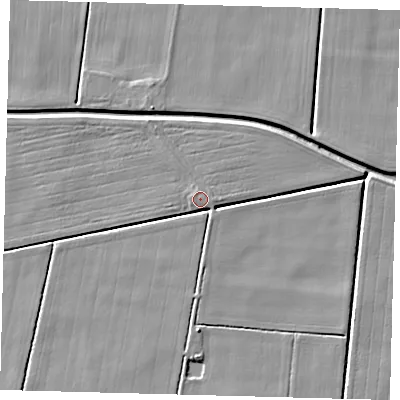 Shaded relief map of the ground around PE203HA, computed from Environment Agency LiDAR. The ground here sits at about 3 m above sea level and falls 5 m across the surrounding 800 m. Surface water reaching this point runs off ground lying to the north, 3.1 m higher.
