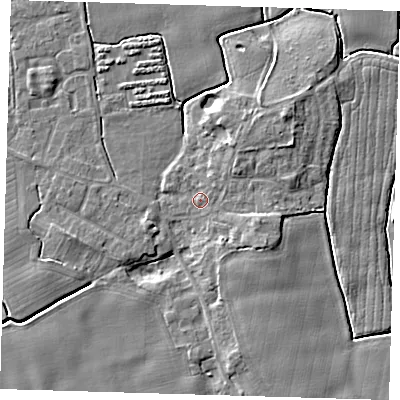 Shaded relief map of the ground around PE210RY, computed from Environment Agency LiDAR. The ground here sits at about 3 m above sea level and falls 6 m across the surrounding 800 m. Surface water reaching this point runs off ground lying to the north-east, 3.1 m higher.