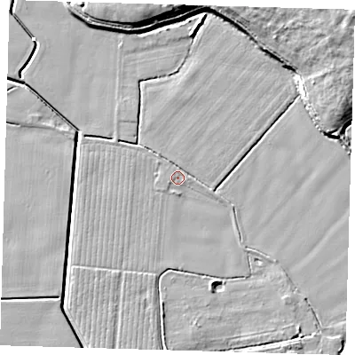 Shaded relief map of the ground around PE217AG, computed from Environment Agency LiDAR. The ground here sits at about 3 m above sea level and falls 15 m across the surrounding 800 m. Surface water reaching this point runs off ground lying to the north-west, 1.4 m higher.