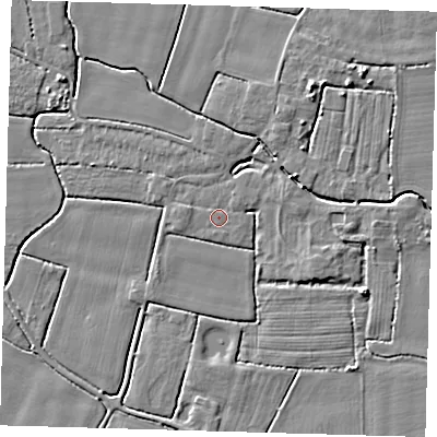 Shaded relief map of the ground around PE217AL, computed from Environment Agency LiDAR. The ground here sits at about 3 m above sea level and falls 5 m across the surrounding 800 m. Surface water reaching this point runs off ground lying to the west, 1.0 m higher.