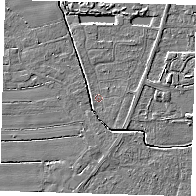 Shaded relief map of the ground around PE217BE, computed from Environment Agency LiDAR. The ground here sits at about 3 m above sea level and falls 5 m across the surrounding 800 m. Surface water reaching this point runs off ground lying to the south-south-east, 0.9 m higher.