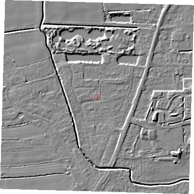 Shaded relief map of the ground around PE217BQ, computed from Environment Agency LiDAR. The ground here sits at about 3 m above sea level and falls 6 m across the surrounding 800 m. Surface water reaching this point runs off ground lying to the west, 1.0 m higher.