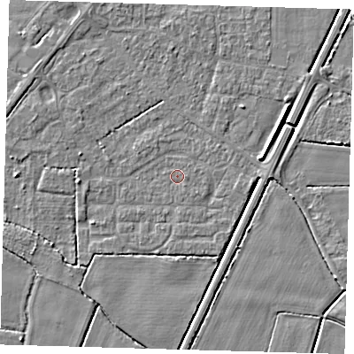 Shaded relief map of the ground around PE217DT, computed from Environment Agency LiDAR. The ground here sits at about 3 m above sea level and falls 4 m across the surrounding 800 m. Surface water reaching this point runs off ground lying to the east, 0.6 m higher.