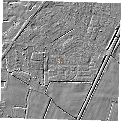 Shaded relief map of the ground around PE217DZ, computed from Environment Agency LiDAR. The ground here sits at about 3 m above sea level and falls 4 m across the surrounding 800 m. Surface water reaching this point runs off ground lying to the west-south-west, 3.3 m higher.