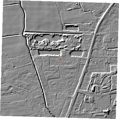 Shaded relief map of the ground around PE217HL, computed from Environment Agency LiDAR. The ground here sits at about 3 m above sea level and falls 6 m across the surrounding 800 m. Surface water reaching this point runs off ground lying to the west-north-west, 0.9 m higher.
