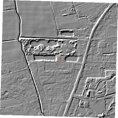 Shaded relief map of the ground around PE217HU, computed from Environment Agency LiDAR. The ground here sits at about 3 m above sea level and falls 6 m across the surrounding 800 m. Surface water reaching this point runs off ground lying to the west, 0.9 m higher.