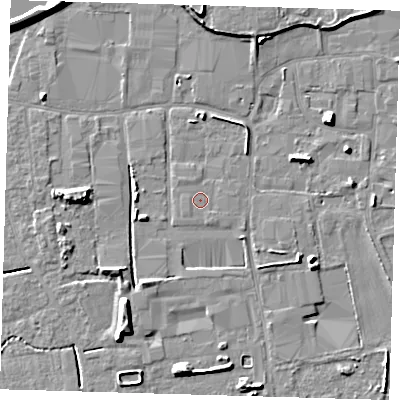 Shaded relief map of the ground around PE217PA, computed from Environment Agency LiDAR. The ground here sits at about 3 m above sea level and falls 9 m across the surrounding 800 m. Surface water reaching this point runs off ground lying to the south-south-east, 0.5 m higher.
