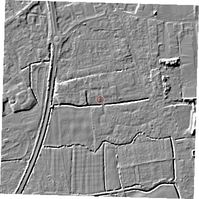Shaded relief map of the ground around PE217SG, computed from Environment Agency LiDAR. The ground here sits at about 3 m above sea level and falls 7 m across the surrounding 800 m. Surface water reaching this point runs off ground lying to the east-south-east, 7.1 m higher.