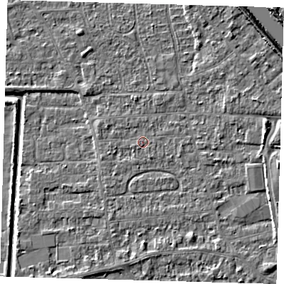 Shaded relief map of the ground around PE218PF, computed from Environment Agency LiDAR. The ground here sits at about 3 m above sea level and falls 6 m across the surrounding 800 m. Surface water reaching this point runs off ground lying to the east, 2.9 m higher.