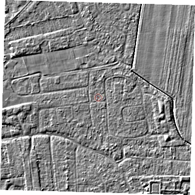 Shaded relief map of the ground around PE219AW, computed from Environment Agency LiDAR. The ground here sits at about 2 m above sea level and falls 3 m across the surrounding 800 m. Surface water reaching this point runs off ground lying to the north-north-east, 1.0 m higher.
