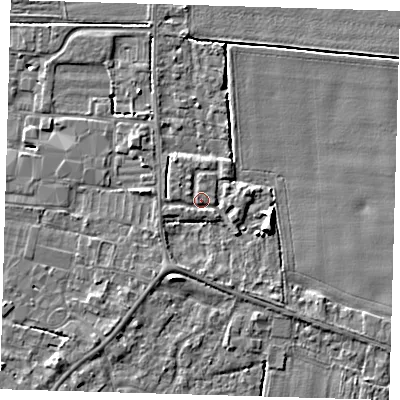 Shaded relief map of the ground around PE219BF, computed from Environment Agency LiDAR. The ground here sits at about 3 m above sea level and falls 5 m across the surrounding 800 m. Surface water reaching this point runs off ground lying to the south-south-east, 0.7 m higher.