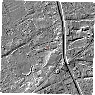 Shaded relief map of the ground around PE219BS, computed from Environment Agency LiDAR. The ground here sits at about 2 m above sea level and falls 6 m across the surrounding 800 m. Surface water reaching this point runs off ground lying to the north-east, 2.0 m higher.