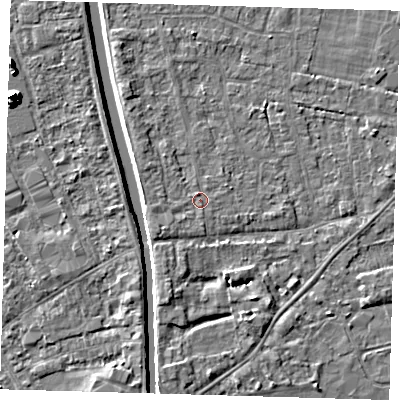 Shaded relief map of the ground around PE219BZ, computed from Environment Agency LiDAR. The ground here sits at about 3 m above sea level and falls 8 m across the surrounding 800 m. Surface water reaching this point runs off ground lying to the south-west, 0.9 m higher.