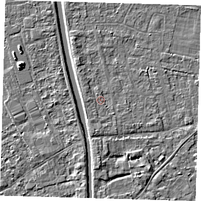 Shaded relief map of the ground around PE219DE, computed from Environment Agency LiDAR. The ground here sits at about 3 m above sea level and falls 8 m across the surrounding 800 m. Surface water reaching this point runs off ground lying to the south, 1.2 m higher.