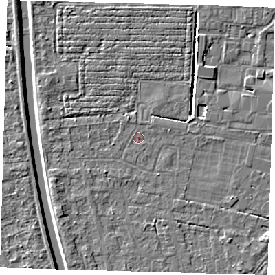 Shaded relief map of the ground around PE219DH, computed from Environment Agency LiDAR. The ground here sits at about 2 m above sea level and falls 4 m across the surrounding 800 m. Surface water reaching this point runs off ground lying to the south-west, 1.6 m higher.