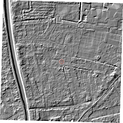 Shaded relief map of the ground around PE219DR, computed from Environment Agency LiDAR. The ground here sits at about 2 m above sea level and falls 4 m across the surrounding 800 m. Surface water reaching this point runs off ground lying to the east-south-east, 2.0 m higher.