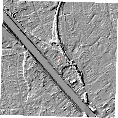 Shaded relief map of the ground around PE219DX, computed from Environment Agency LiDAR. The ground here sits at about 3 m above sea level and falls 8 m across the surrounding 800 m. Surface water reaching this point runs off ground lying to the north-east, 3.0 m higher.