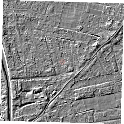 Shaded relief map of the ground around PE219DY, computed from Environment Agency LiDAR. The ground here sits at about 2 m above sea level and falls 4 m across the surrounding 800 m. Surface water reaching this point runs off ground lying to the south-east, 0.6 m higher.