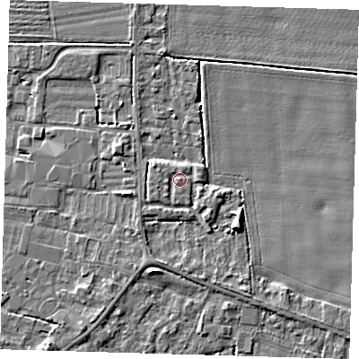Shaded relief map of the ground around PE219EL, computed from Environment Agency LiDAR. The ground here sits at about 3 m above sea level and falls 5 m across the surrounding 800 m. Surface water reaching this point runs off ground lying to the west-south-west, 0.8 m higher.