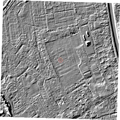 Shaded relief map of the ground around PE219HB, computed from Environment Agency LiDAR. The ground here sits at about 2 m above sea level and falls 8 m across the surrounding 800 m. Surface water reaching this point runs off ground lying to the south-east, 1.7 m higher.