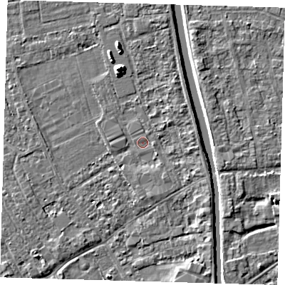 Shaded relief map of the ground around PE219HG, computed from Environment Agency LiDAR. The ground here sits at about 2 m above sea level and falls 8 m across the surrounding 800 m. Surface water reaching this point runs off ground lying to the south-east, 1.5 m higher.