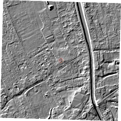 Shaded relief map of the ground around PE219HH, computed from Environment Agency LiDAR. The ground here sits at about 3 m above sea level and falls 8 m across the surrounding 800 m. Surface water reaching this point runs off ground lying to the east, 0.6 m higher.