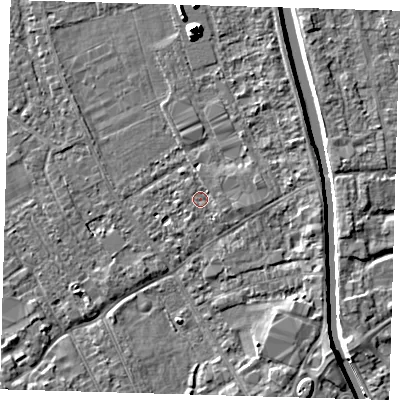 Shaded relief map of the ground around PE219HJ, computed from Environment Agency LiDAR. The ground here sits at about 2 m above sea level and falls 8 m across the surrounding 800 m. Surface water reaching this point runs off ground lying to the east-south-east, 1.0 m higher.