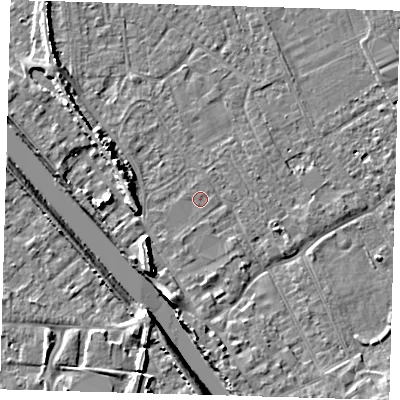 Shaded relief map of the ground around PE219LA, computed from Environment Agency LiDAR. The ground here sits at about 3 m above sea level and falls 8 m across the surrounding 800 m. Surface water reaching this point runs off ground lying to the south-west, 0.7 m higher.