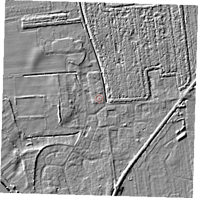 Shaded relief map of the ground around PE219NB, computed from Environment Agency LiDAR. The ground here sits at about 3 m above sea level and falls 5 m across the surrounding 800 m. Surface water reaching this point runs off ground lying to the north, 0.7 m higher.