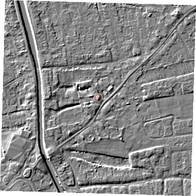 Shaded relief map of the ground around PE219NS, computed from Environment Agency LiDAR. The ground here sits at about 3 m above sea level and falls 5 m across the surrounding 800 m. Surface water reaching this point runs off ground lying to the south-south-west, 1.4 m higher.