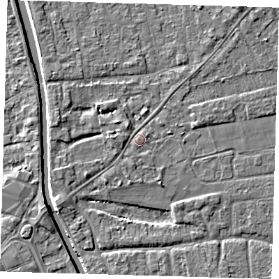Shaded relief map of the ground around PE219NX, computed from Environment Agency LiDAR. The ground here sits at about 3 m above sea level and falls 5 m across the surrounding 800 m. Surface water reaching this point runs off ground lying to the south-south-west, 0.9 m higher.