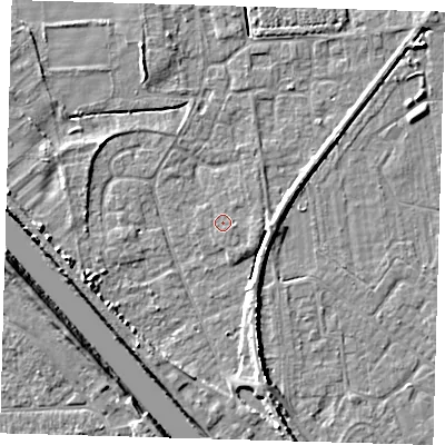Shaded relief map of the ground around PE219PD, computed from Environment Agency LiDAR. The ground here sits at about 3 m above sea level and falls 6 m across the surrounding 800 m. Surface water reaching this point runs off ground lying to the east-south-east, 1.0 m higher.