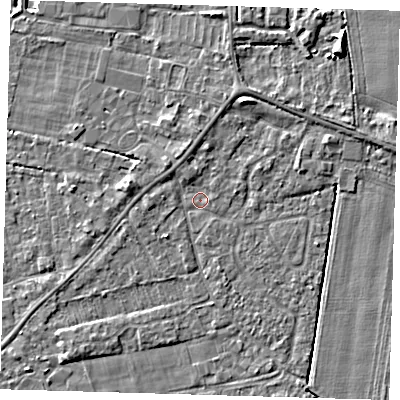 Shaded relief map of the ground around PE219PG, computed from Environment Agency LiDAR. The ground here sits at about 2 m above sea level and falls 5 m across the surrounding 800 m. Surface water reaching this point runs off ground lying to the north-north-west, 1.3 m higher.