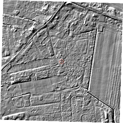 Shaded relief map of the ground around PE219PN, computed from Environment Agency LiDAR. The ground here sits at about 2 m above sea level and falls 4 m across the surrounding 800 m. Surface water reaching this point runs off ground lying to the north-west, 1.8 m higher.