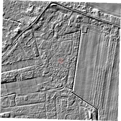 Shaded relief map of the ground around PE219PQ, computed from Environment Agency LiDAR. The ground here sits at about 2 m above sea level and falls 4 m across the surrounding 800 m. Surface water reaching this point runs off ground lying to the west-north-west, 0.7 m higher.