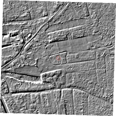 Shaded relief map of the ground around PE219PX, computed from Environment Agency LiDAR. The ground here sits at about 2 m above sea level and falls 4 m across the surrounding 800 m. Surface water reaching this point runs off ground lying to the west-north-west, 3.0 m higher.