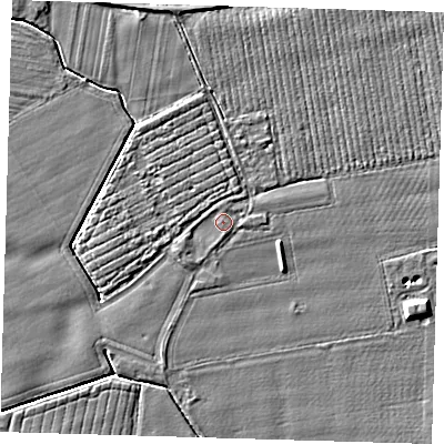 Shaded relief map of the ground around PE219RY, computed from Environment Agency LiDAR. The ground here sits at about 3 m above sea level and falls 4 m across the surrounding 800 m. Surface water reaching this point runs off ground lying to the south-west, 0.9 m higher.
