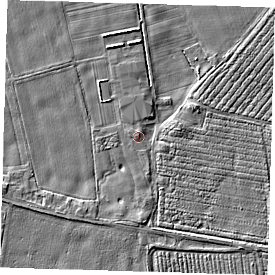 Shaded relief map of the ground around PE219SA, computed from Environment Agency LiDAR. The ground here sits at about 3 m above sea level and falls 4 m across the surrounding 800 m. Surface water reaching this point runs off ground lying to the south-south-east, 0.5 m higher.