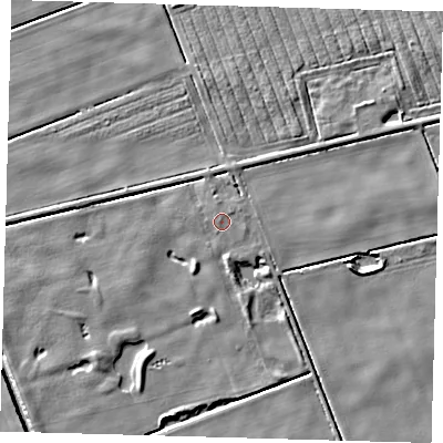 Shaded relief map of the ground around PE227AL, computed from Environment Agency LiDAR. The ground here sits at about 2 m above sea level and falls 5 m across the surrounding 800 m. Surface water reaching this point runs off ground lying to the north-east, 0.6 m higher.