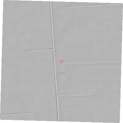 Shaded relief map of the ground around PE227JB, computed from Environment Agency LiDAR. The ground here sits at about 2 m above sea level and falls 3 m across the surrounding 800 m. Surface water reaching this point runs off ground lying to the south-east, 1.0 m higher.