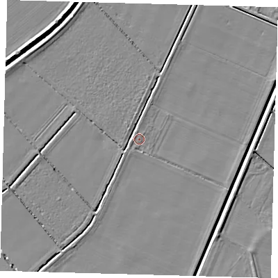 Shaded relief map of the ground around PE227JN, computed from Environment Agency LiDAR. The ground here sits at about 3 m above sea level and falls 7 m across the surrounding 800 m. Surface water reaching this point runs off ground lying to the north-west, 3.0 m higher.
